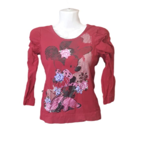 🌺Disneys mini mouse long sleeve shirt girls size small pink flowers sparkles - Picture 1 of 9